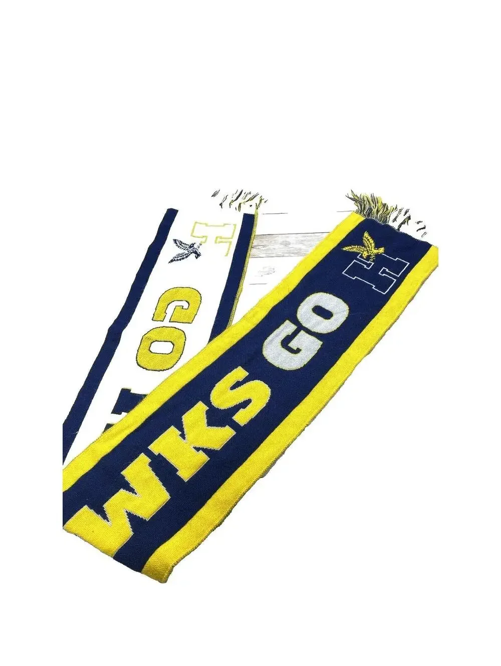 Go Hawks Go Winter Sports Team Scarf Black Yellow Good Condition